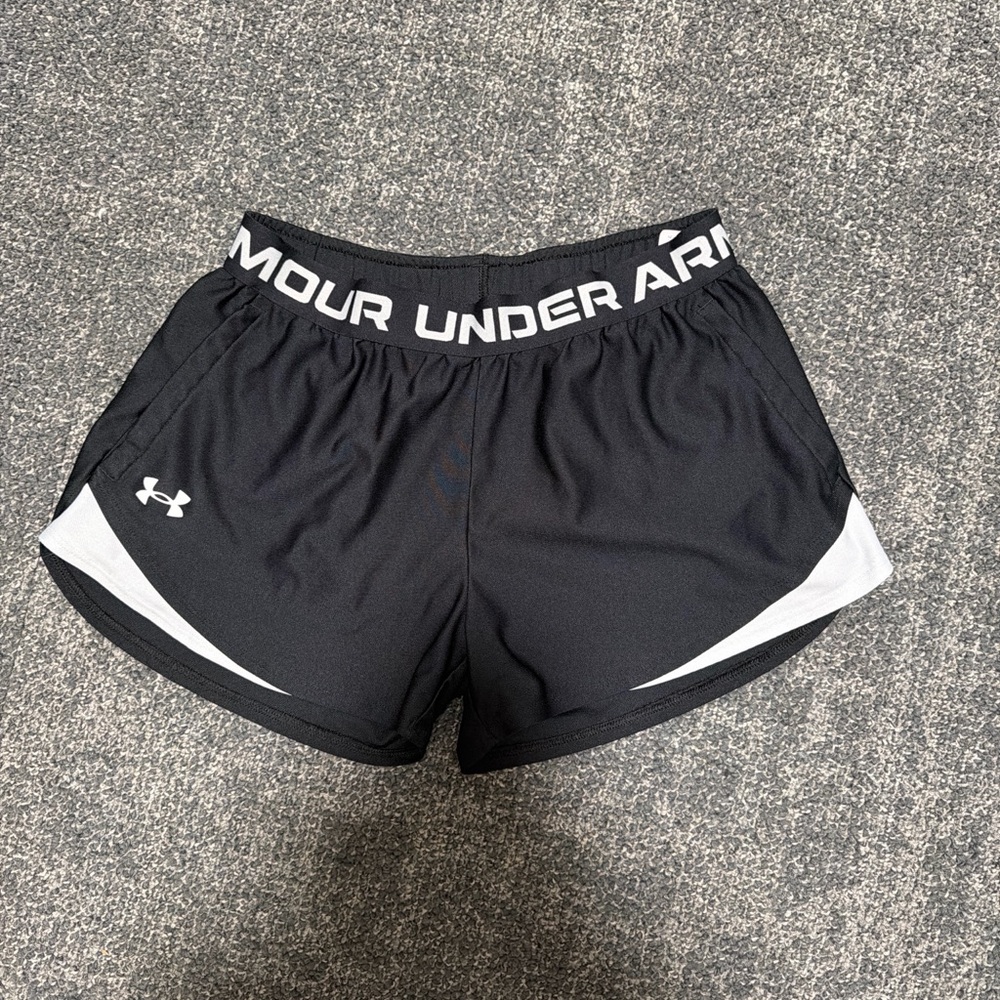 Under Armour Black Athletic Shorts with White Trim